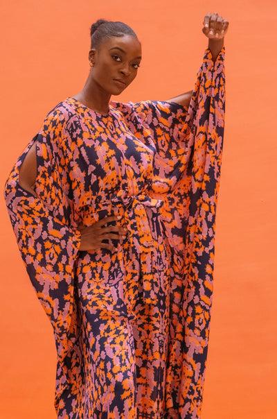 Belted Jumpsuit Kaftan - Sunset Print - Asantii