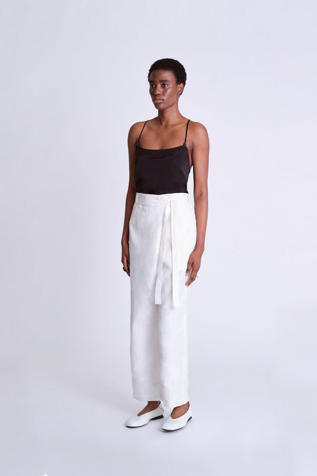 Embroidered Wrap Trousers - Ecru - Asantii