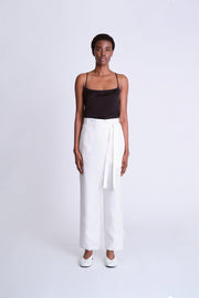 Embroidered Wrap Trousers - Ecru - Asantii