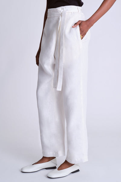 Embroidered Wrap Trousers - Ecru - Asantii