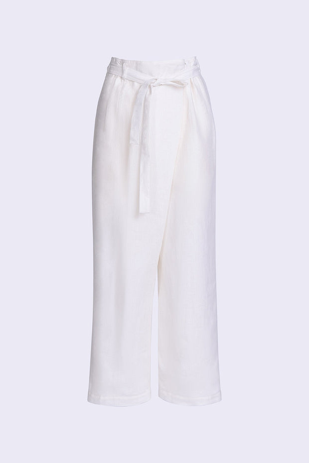 Embroidered Wrap Trousers - Ecru - Asantii