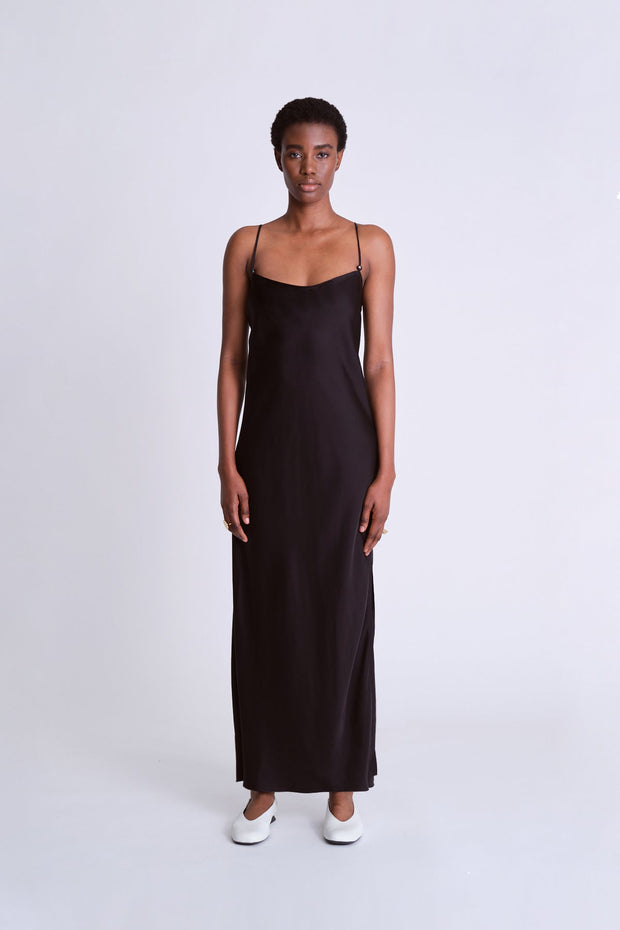 Twist Strap Cami Dress Black Asantii